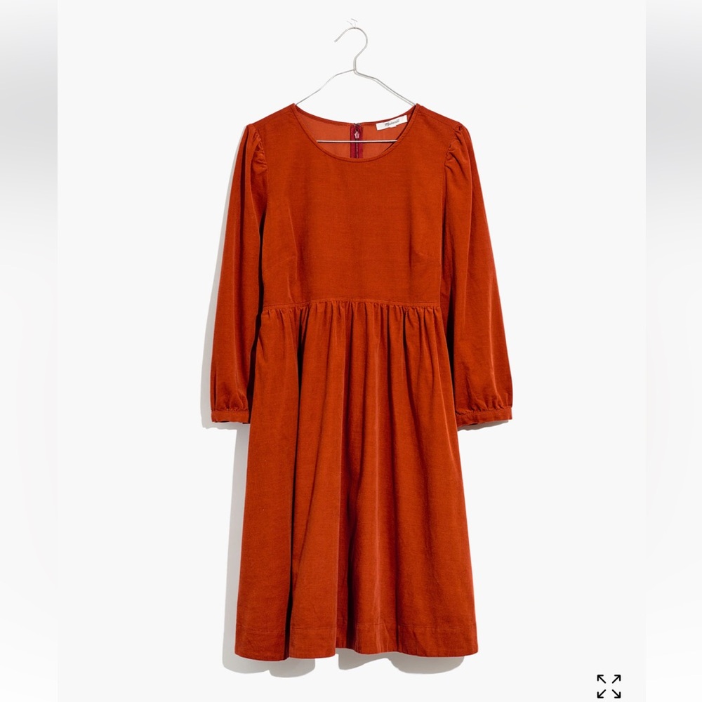 Madewell Corduroy Puff-Sleeve Mini Dress